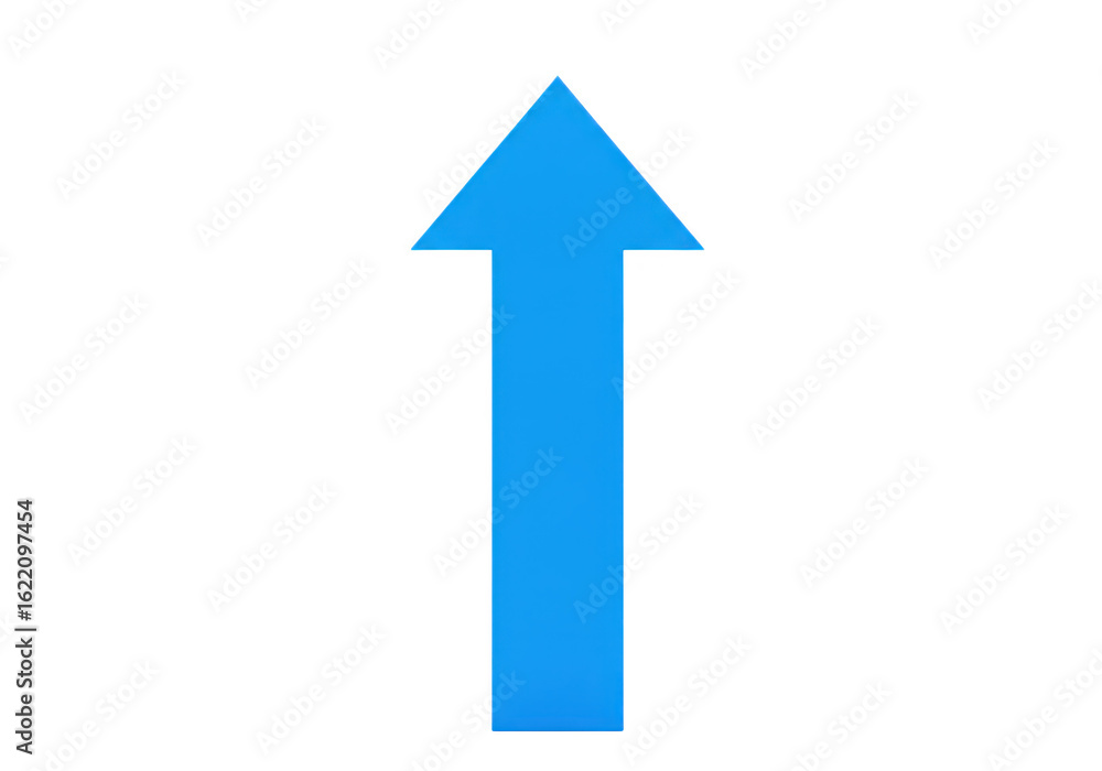Poster a bright blue arrow points upwards isolated on a transparent background symbolizing progress directi