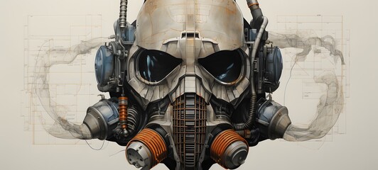 Bane Respirator Masker Wireframe, generative AI