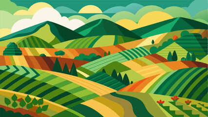 The hills covered in a patchwork of different crops were a testament to the hard work and dedication of the local farmers.