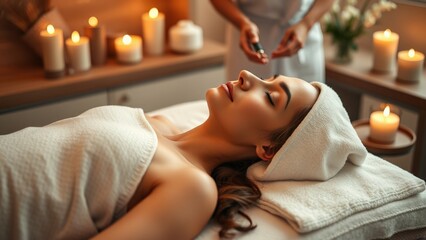 Front view of a cosmetologist applying serum to a client’s face in a beauty clinic. Ideal for skincare ads, wellness branding, spa promotions, and International Aesthetic Medicine Day visuals.