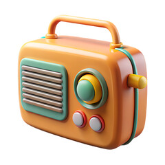 Realistic 3D Illustration of a Vibrant Vintage Radio on Transparent Background – PNG Isolated Retro Audio Device