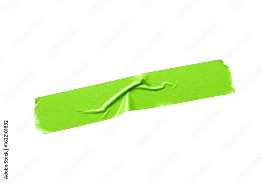 Poster a single strip of bright green masking tape is positioned diagonally on a transparent background dis