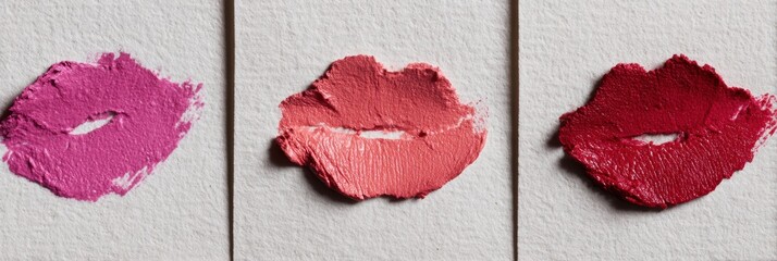Creative Lipstick Smear Designs Across Textured Paper With Vibrant Colors Showcasing Artistic Expression in Beauty and Makeup Creativity