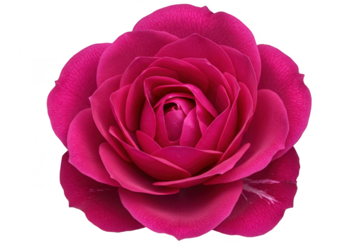 A vibrant pink rose in full bloom is showcased against a clean transparent background highlighting its delicate petals and intricate center