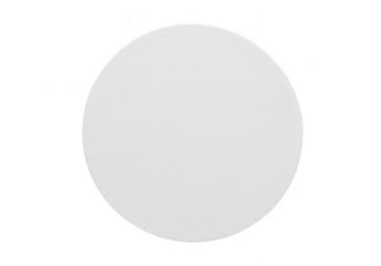A plain white circle with a subtle textured surface is presented against a stark transparent background offering a clean and simple design element