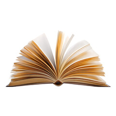 Open book with pages fanned out against a black background.