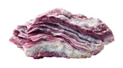 Fototapeta premium Polylithionite raw specimen, rare lithium mica, purple-pink layered form, isolated on Transparent background