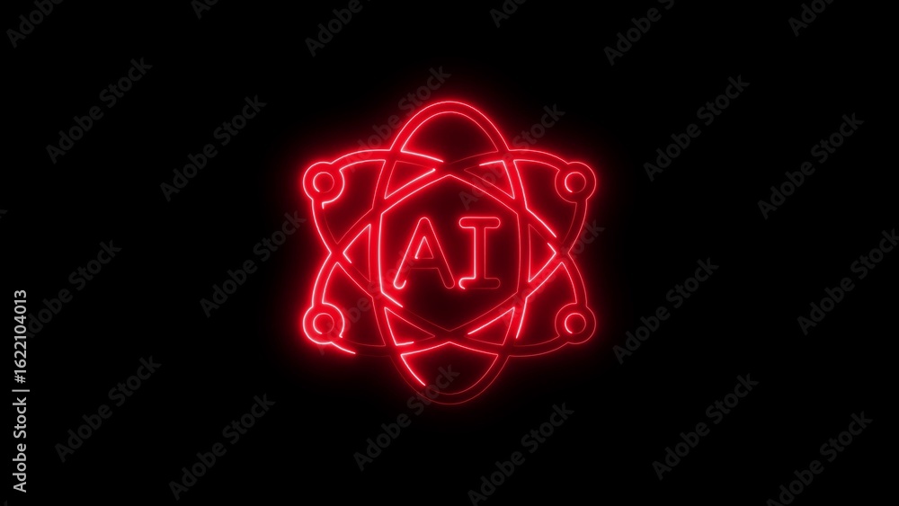 Aufkleber neon red ai symbol signifying artificial intelligence in technology and modern advancement