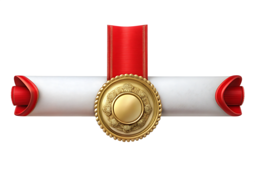 Elegant red ribbon bow and swirling decorative border on black background