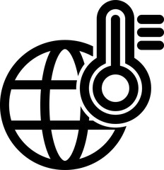 Global warming outline icon global with thermometer symbol for graphic design, logo, web site, social media, mobile app, illustration