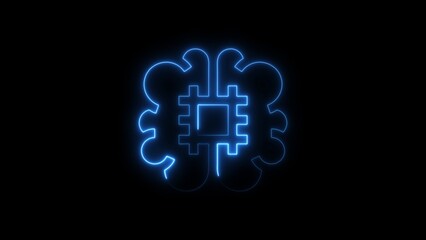 Artificial intelligence brain concept with digital circuitry illuminated in bright blue color