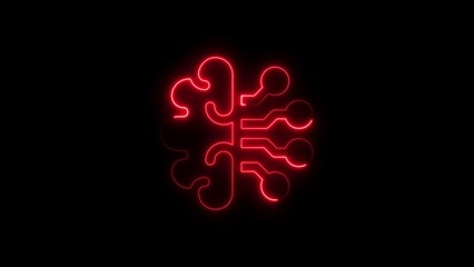 Glowing red brain and circuit board symbolizing artificial intelligence and technology