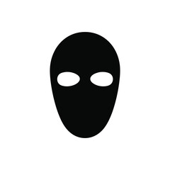 Black mask with eye holes isolated on white background simple icon