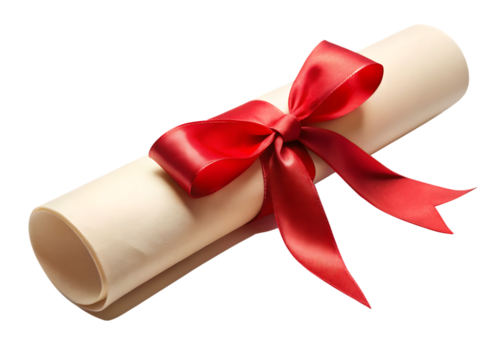 Ornate red and gold rosette ribbon award with decorative details