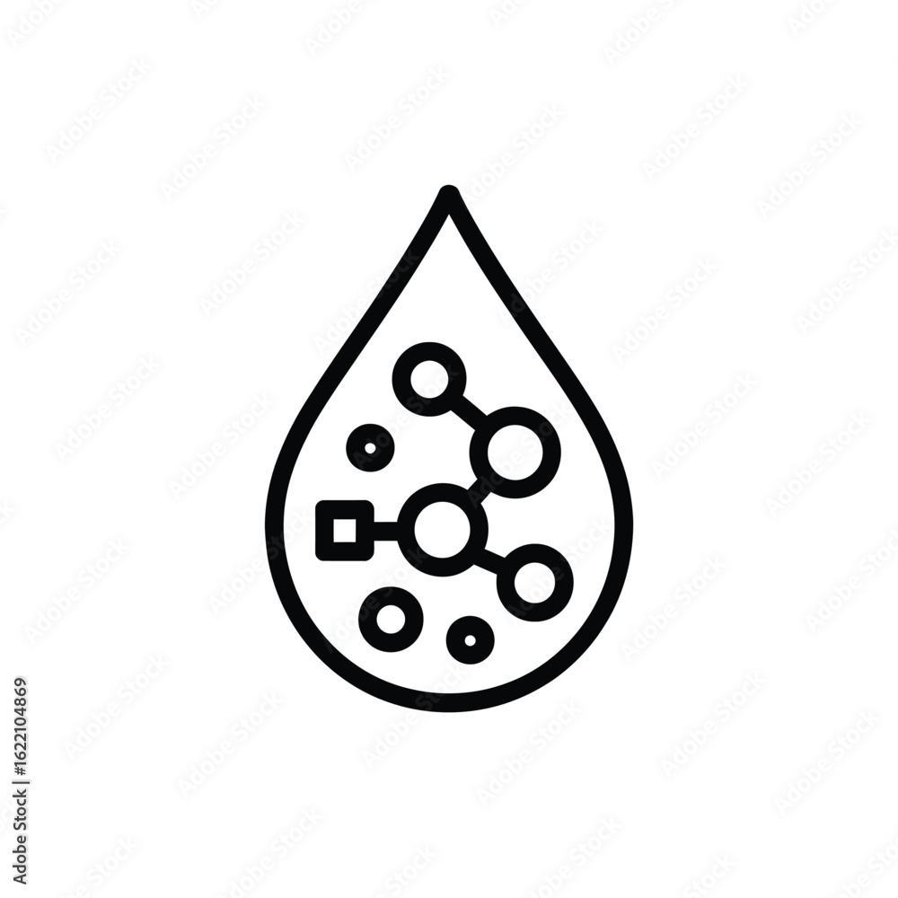 Poster water drop with molecule structure science and technology concept line icon