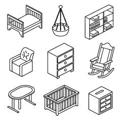 Modern Home Furniture Icon Set template