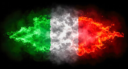 Italy Flag with Flame and Smoke Effect – Artistic Tribute to Italian Identity and Cultural Passion