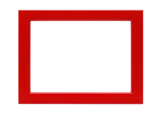 A simple empty red picture frame is isolated on a clean transparent background ready for a photo or artwork - Powered by Adobe