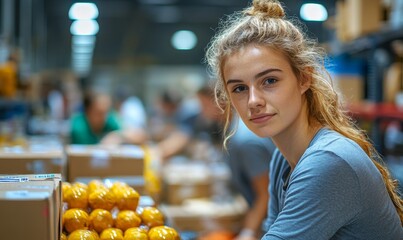 Food bank volunteers assisting with donations for families in need during a cost of living crisis, emphasizing social responsibility and community support, Generative AI