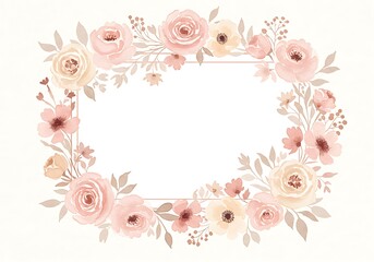 Blush Floral Wreath: Delicate Watercolor Frame