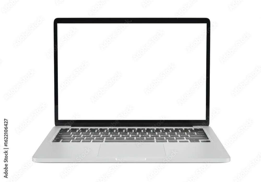 Aufkleber a modern silver laptop computer with a blank white screen and keyboard is isolated on a transparent 