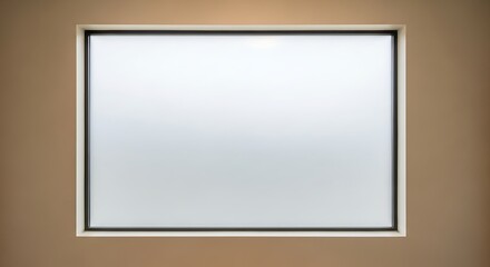 Minimalist frosted window providing privacy against a muted beige wall backdrop