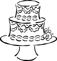 wedding cake hand drawn whimsical illustration