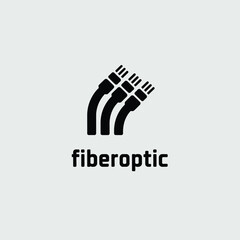 Fiber Optic Cables Icon Modern Technology Data Transfer Black and White