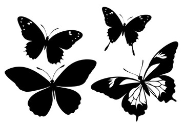 Vector art of silhouette of set of butterflies