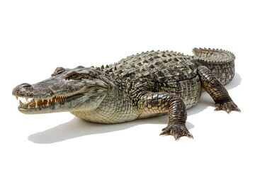 Fototapeta premium a fierce crocodile protected on a white background