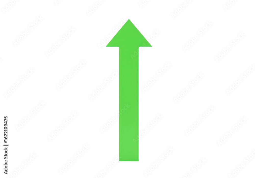 Poster a bright green arrow pointing directly upwards symbolizing growth progress and forward movement agai