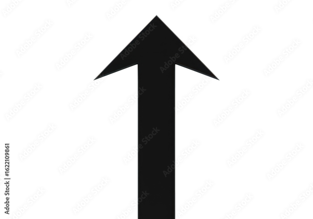 Poster a bold black arrow points directly upwards symbolizing direction progress and forward momentum isola