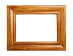 Empty wooden picture frame, studio shot, white background, mockup for design