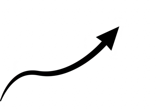 A black arrow curves upwards indicating growth and progress against a clean transparent background