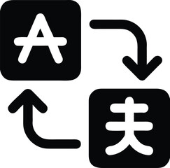 Translation icon. japanese lettering a