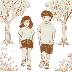 two girls in autumn park