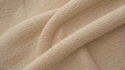 A close-up view of soft, textured beige fabric showcasing intricate details and natural patterns.