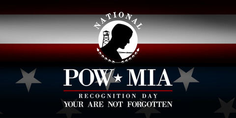 September is POW MIA Recognition Day. Suitable for posters, banners and social media. Black background.