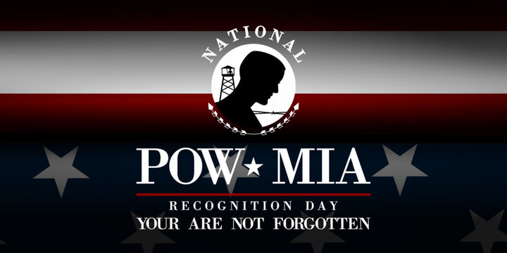 September is POW MIA Recognition Day. Suitable for posters, banners and social media. Black background.