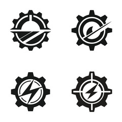 Vector art of four gears with various designs isolated on white background