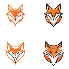 Vector art of four fox heads in different styles isolated on white background