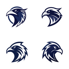 Vector art of four eagle heads in different styles isolated on white background