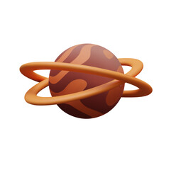 Abstract Planet with Orange Rings, 3D Render
