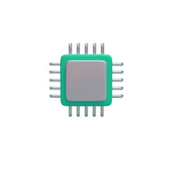 Teal and Silver Microchip: Modern Tech Icon