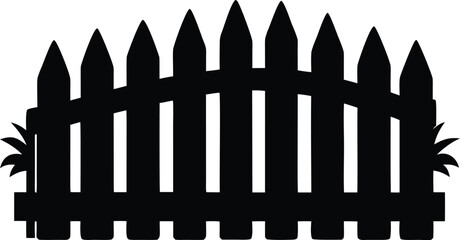 garden wooden fence silhouette vector illustration