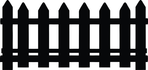 minimalist wooden fence silhouette vector illustration