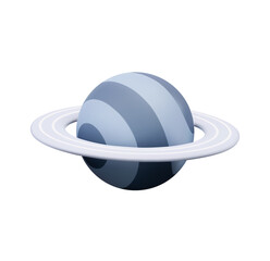 Stylized Saturn Planet; 3D Render, Cosmic Blue Hues