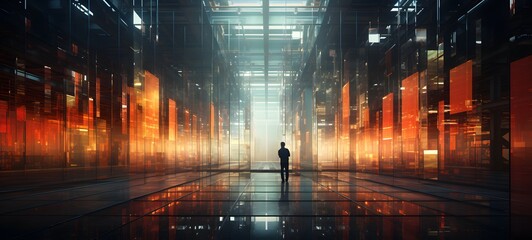 an interior of giant industrial factory, generative AI