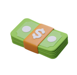 Cartoon Money Stack:  Green Bills, Orange Band