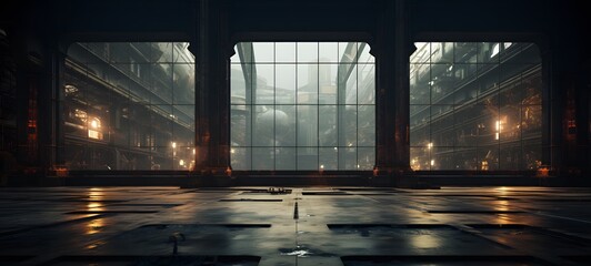 an interior of giant industrial factory, generative AI